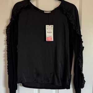 Zara Black Ruffle Detail Blouse